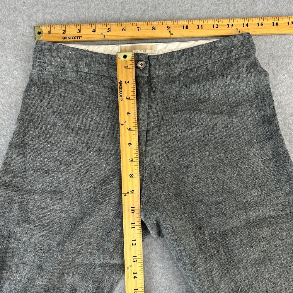 Michael Kors Size 6 Trousers Gray 100% Linen Wide Leg Pants Office Professional